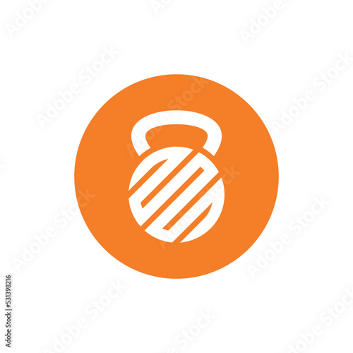 Fitness gym kettlebell logo design icon vector