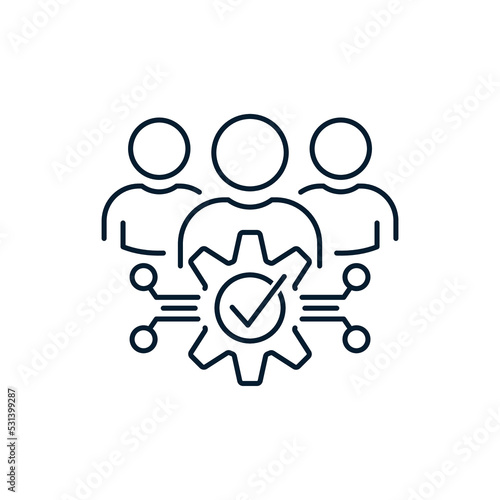 Concept for programmers, technical managers. Vector icon isolated on white background.