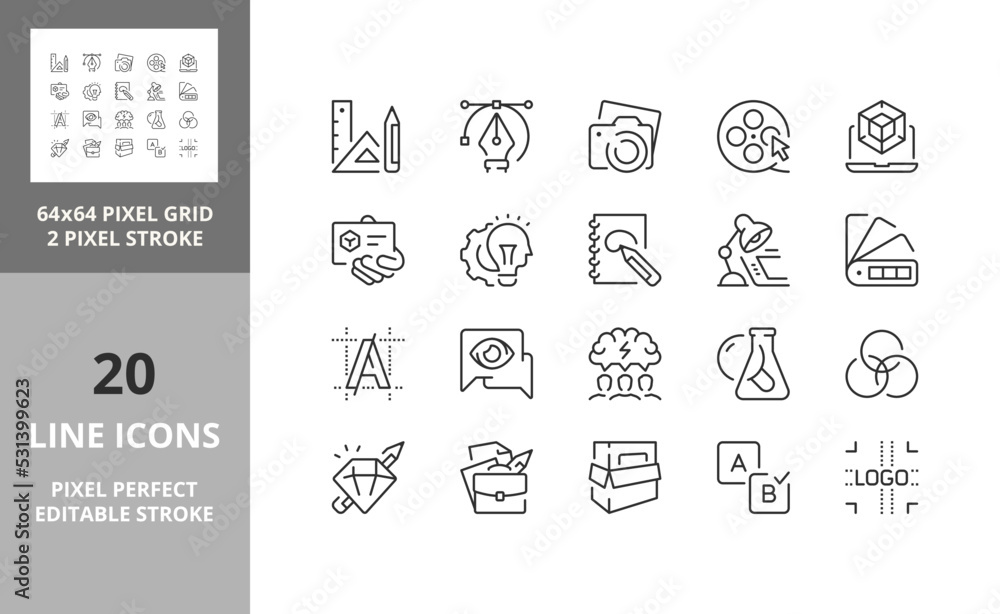 creative process 64px and 256px editable vector set creative process 64px and 256px editable vector set