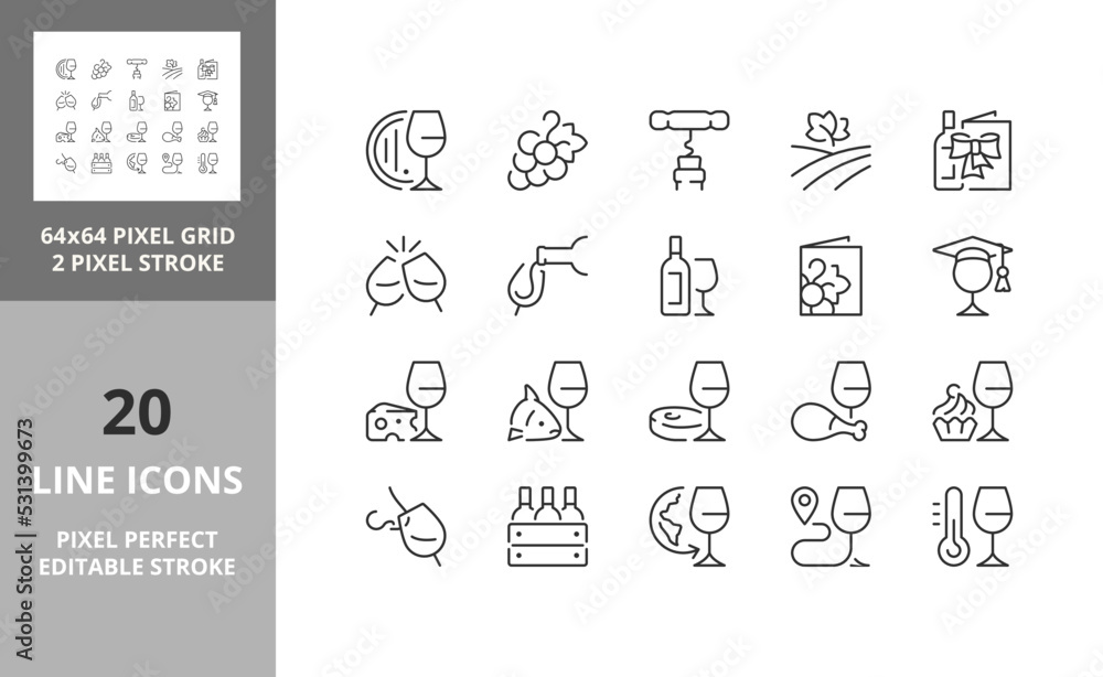wine 64px and 256px editable vector set