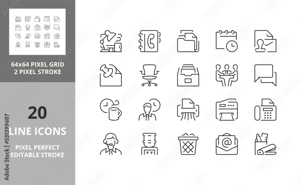 office 64px and 256px editable vector set