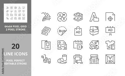 printing 64px and 256px editable vector set