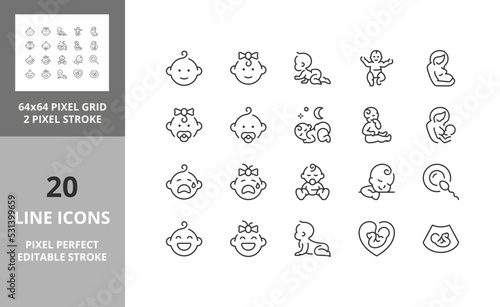 baby 64px and 256px editable vector set 1/2