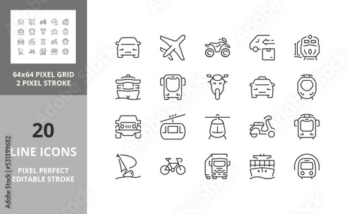 transports 64px and 256px editable vector set