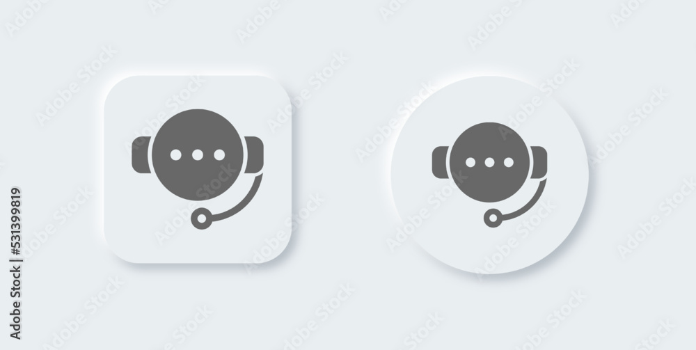 Call center solid icon in neomorphic design style. Support signs vector illustration. Call center solid icon in neomorphic design style. Support signs vector illustration.