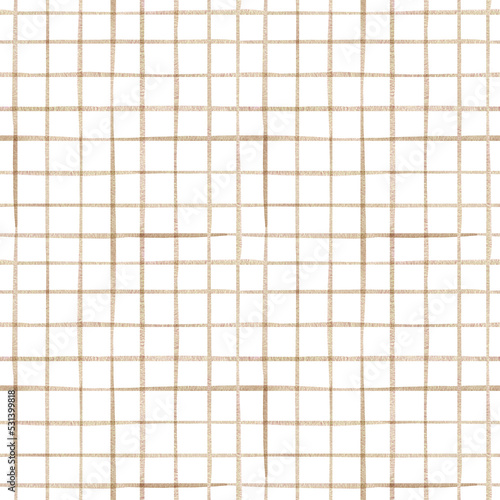 Colorful brown checkered pattern. Seamless watercolor abstract geometric pattern