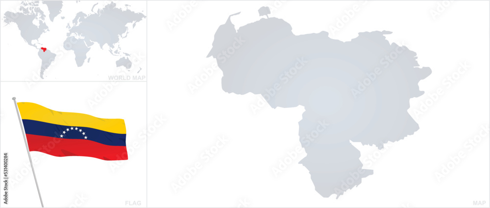 Venezuela map and flag. vector