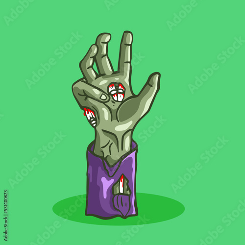 Hand drawn halloween Monster Hand Doodle