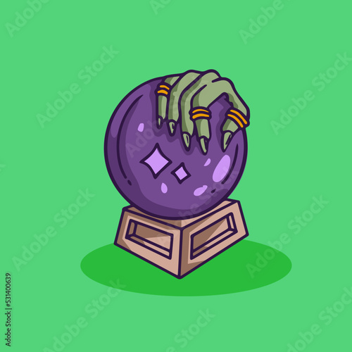 Hand drawn halloween Fortune Crystal Ball Doodle