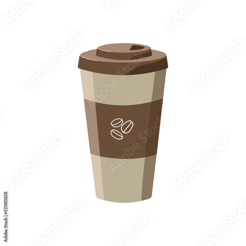 Coffee in a glass.  Coffee beans. International Coffee Day. Vector graphics. Flat illustration. The background is isolated.