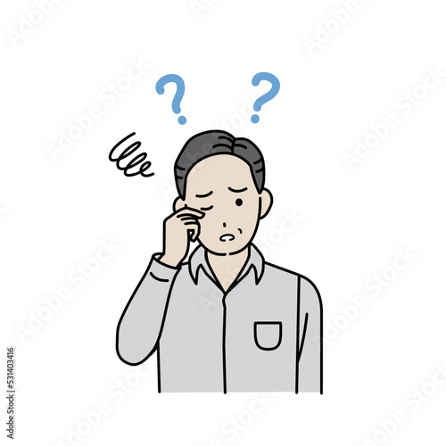 視力が悪くなる中年の男性　視えない　眼　老眼　視界がぼやける　症状　イラスト
