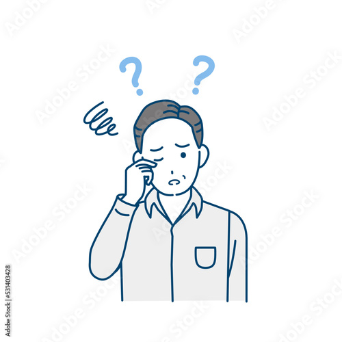 視力が悪くなる中年の男性　視えない　眼　老眼　視界がぼやける　症状　イラスト