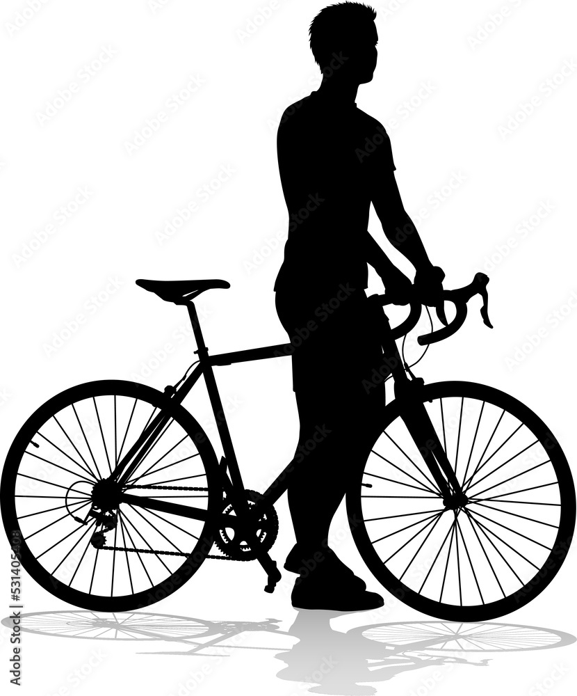 Fototapeta premium A bicycle riding bike cyclist in silhouette