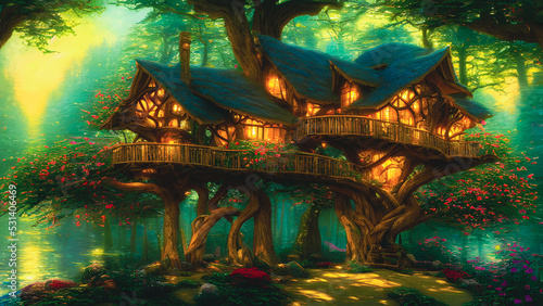 Artistic concept painting of a witch house  background illustration.