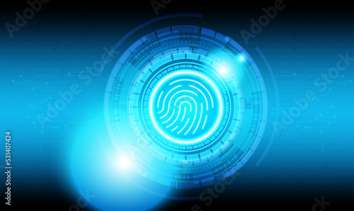 Fingerprint scanner icon and round button with metallic background.Vector illustration