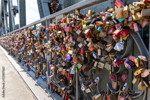 Wallpaper Mural Close-up of the love locks on the Iron footbridge over the Main river in Frankfurt, Germany Torontodigital.ca