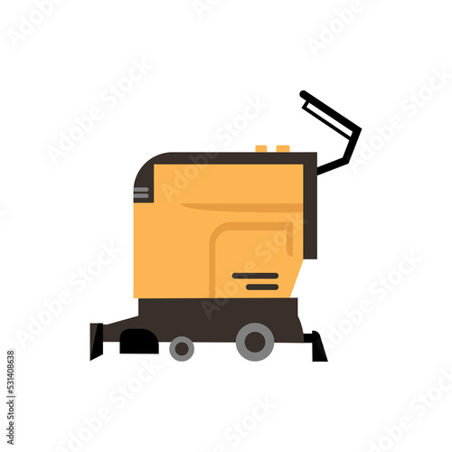 Hoover with large container for dust, isolated cleaning equipment for home or office. Vacuum cleaner electric appliance. Hoover with brush. Vector in flat style