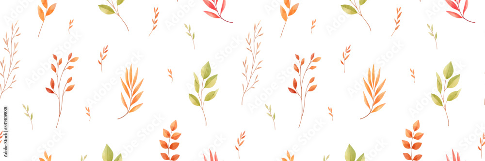 Hand drawn vector watercolor seamless pattern. Botanical fabric. Dry field flowers. Autumn Floral Design elements. Perfect for wrapping paper, wedding invitations, cards, prints, fabric