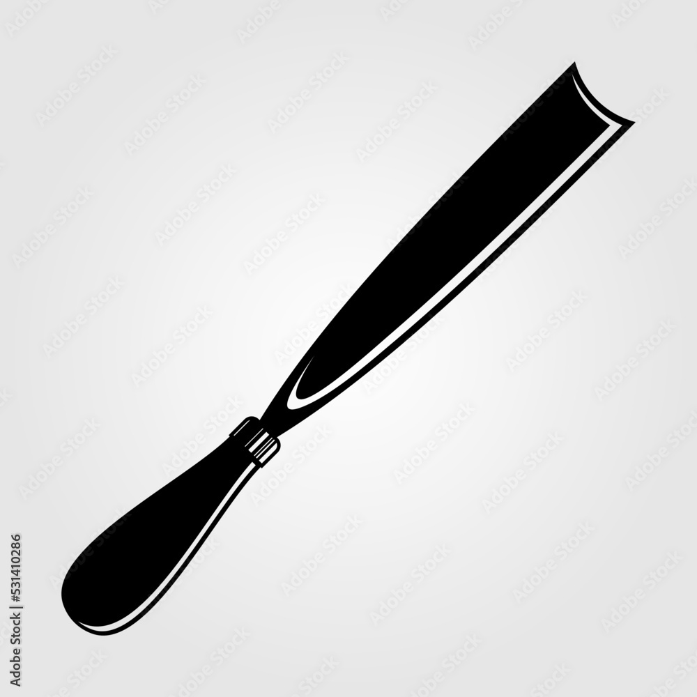 Chisel silhouette isolated on a white background. Vector illustration