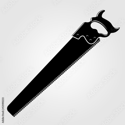 Hand Saw Silhouette isolated on a white background. Vector illustration.