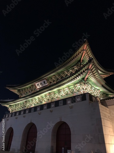 Korean palace at night