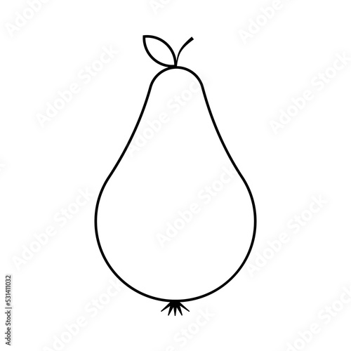 Pear icon.Pink background.Summer sweet fruits.Simple outline drawings.