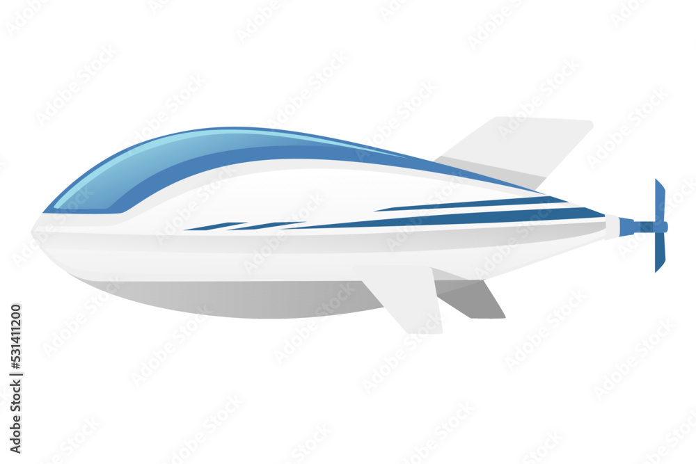 Commercial airship white color rigid airship vector illustration isolated on white background