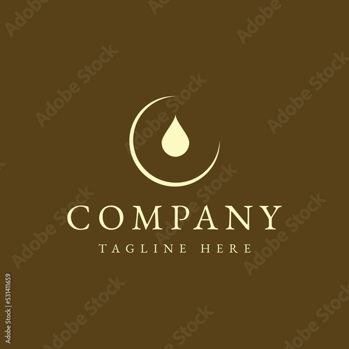 letter C for crescent moon with droplet for cosmetic oil beauty logo design