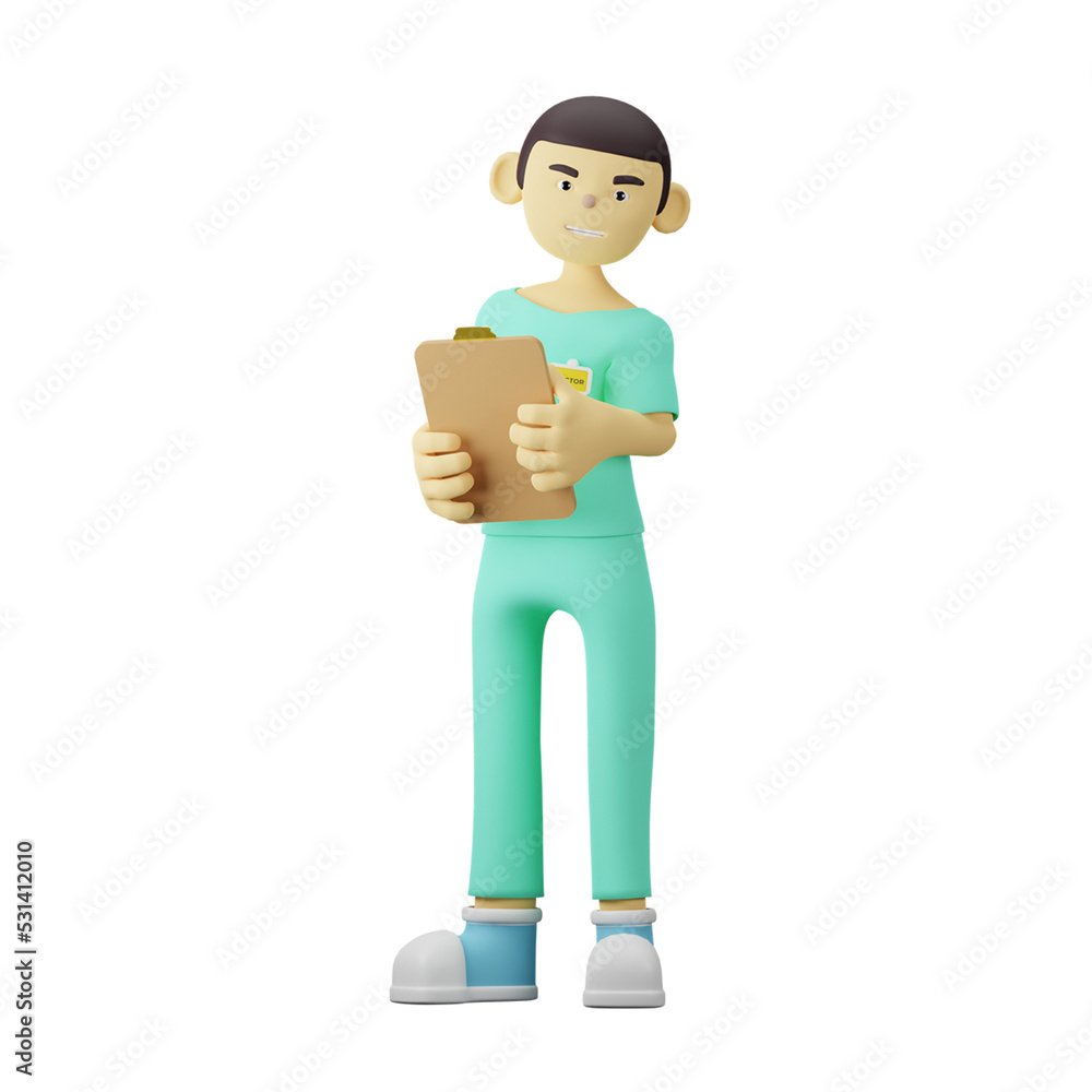 3D Doctor Character With Task Board