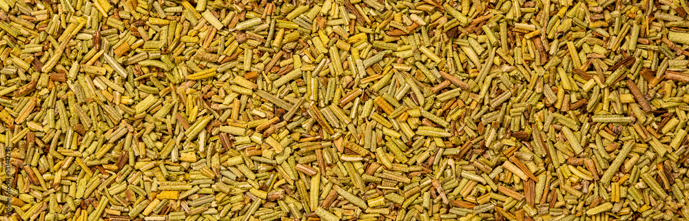 Rosemary spice, closeup flat lay. Indian and Arabic spices for cooking. Medicinal herbs and spices.