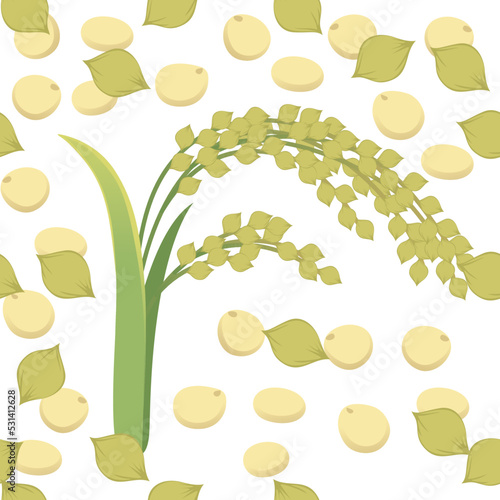 Seamless pattern Millet agriculture plant with ears grain vector illustration on white background
