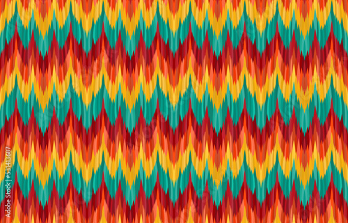 Zigzag ikat patterns. Geometric tribal vintage retro style. Ethnic fabric ikat seamless pattern. Indian navajo aztec african ikat print vector. Design for backdrop texture wallpaper clothing textile.