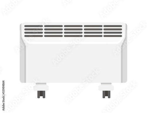 Domestic portable air heater on wheels electric convector vector illustration isolated on white background