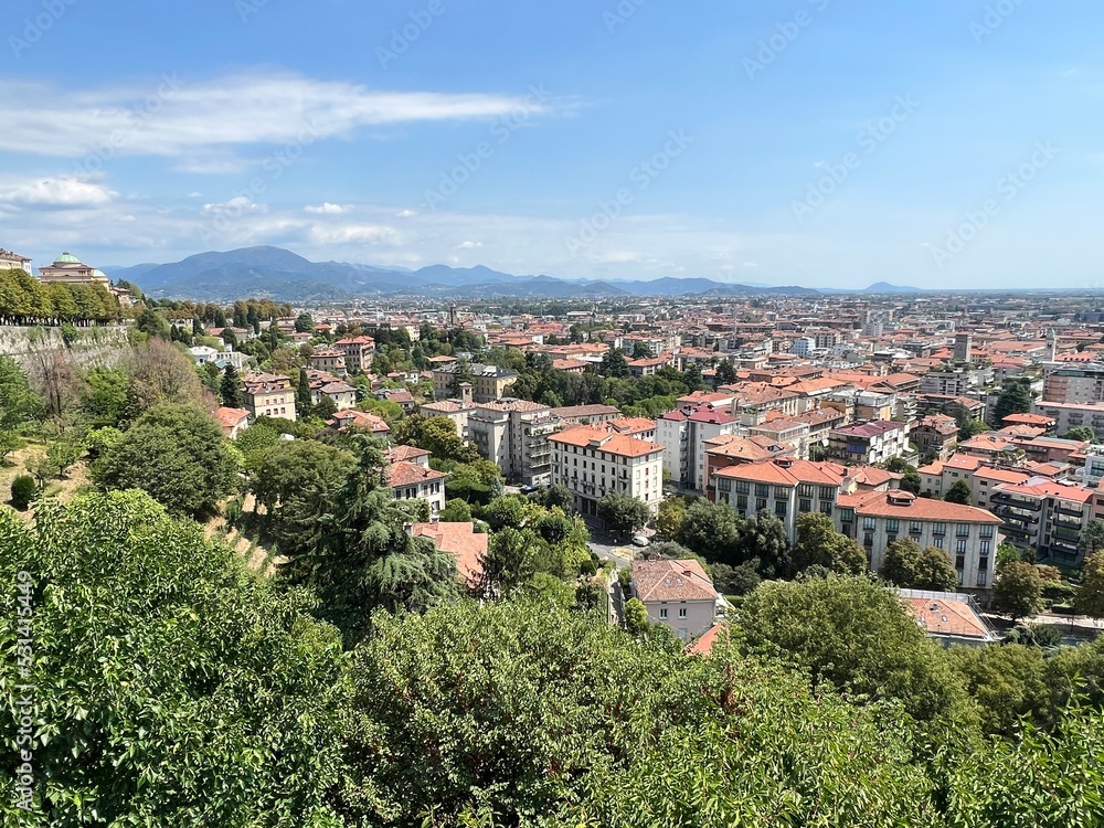 view of Bergamo city from Citta Alta