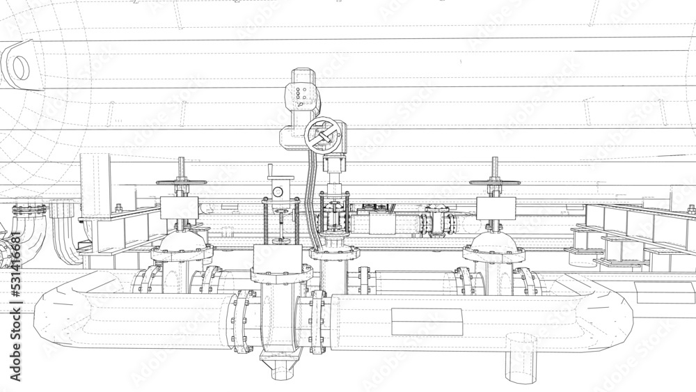 Naklejka premium Sketch of industrial equipment. Vector