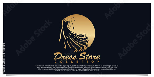 Beauty women dress fashion logo design illustration Premium Vector