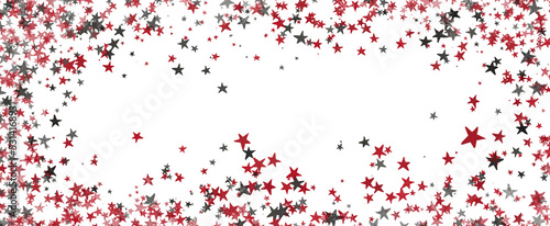 Red christmas glitter background with stars.   festive holiday happy new year  Festive glowing blurred texture.