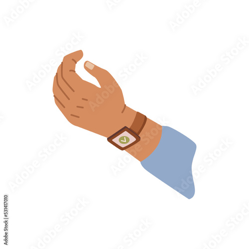 Smart watch with NFC option, isolated contactless payment method. Gadgets and modern accessories devices for paying comfortably. Vector in flat cartoon style