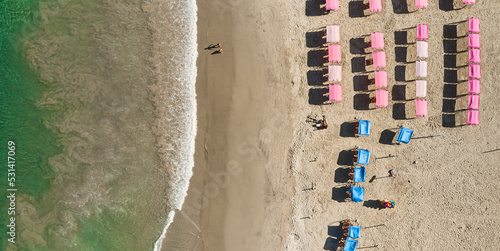 Top view picturesque public beach with turquoise water. Los Corales, La Guaira, Venezuela photo