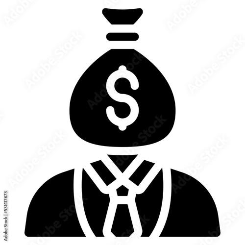 Money Head Businessman Icon