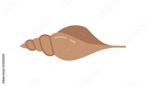 Chinese horn shell, isolated conch twisted decor for aquarium. Underwater dwellers, sea and ocean life. Undersea environment. Vector in flat cartoon style
