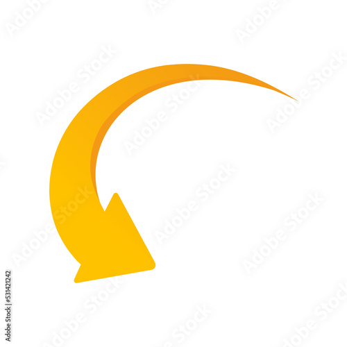 Vector yellow return arrow. Gradient right arrow. Modern business element.