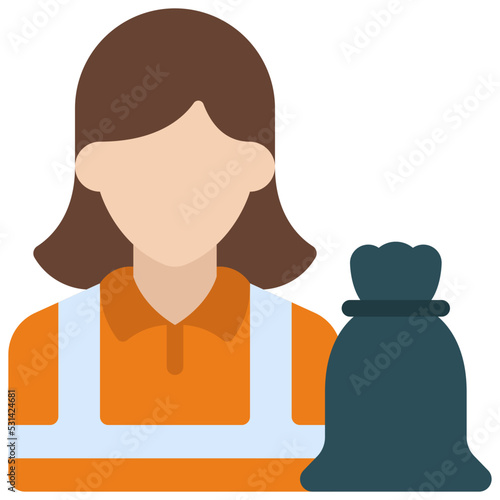 Garbage Collector Woman Icon