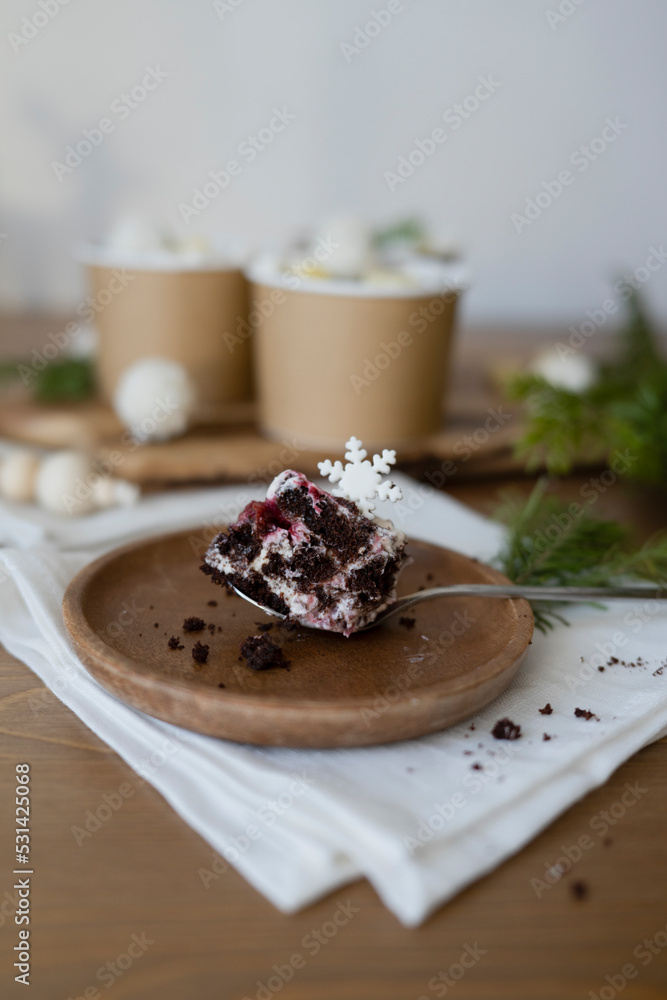 Chocolate pastries in a cup on the table Chocolate pastries in a cup on the table