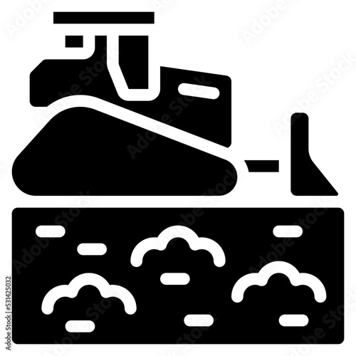 Bulldozer On Landfill Icon
