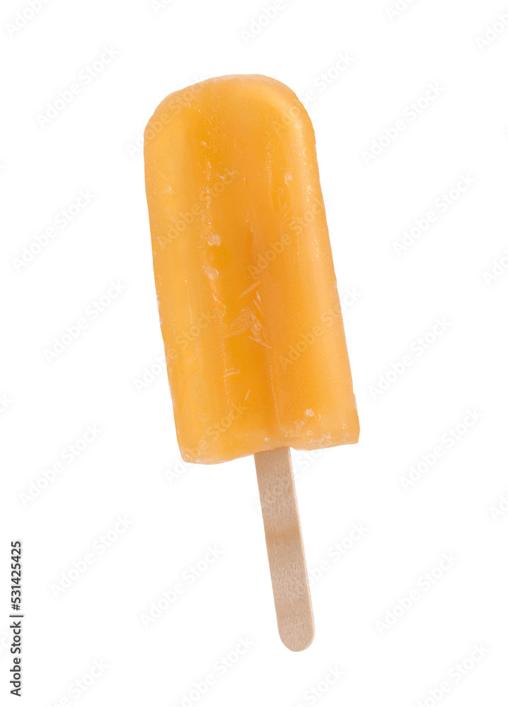 Orange popsicle ice cream stick isolated on layered png format