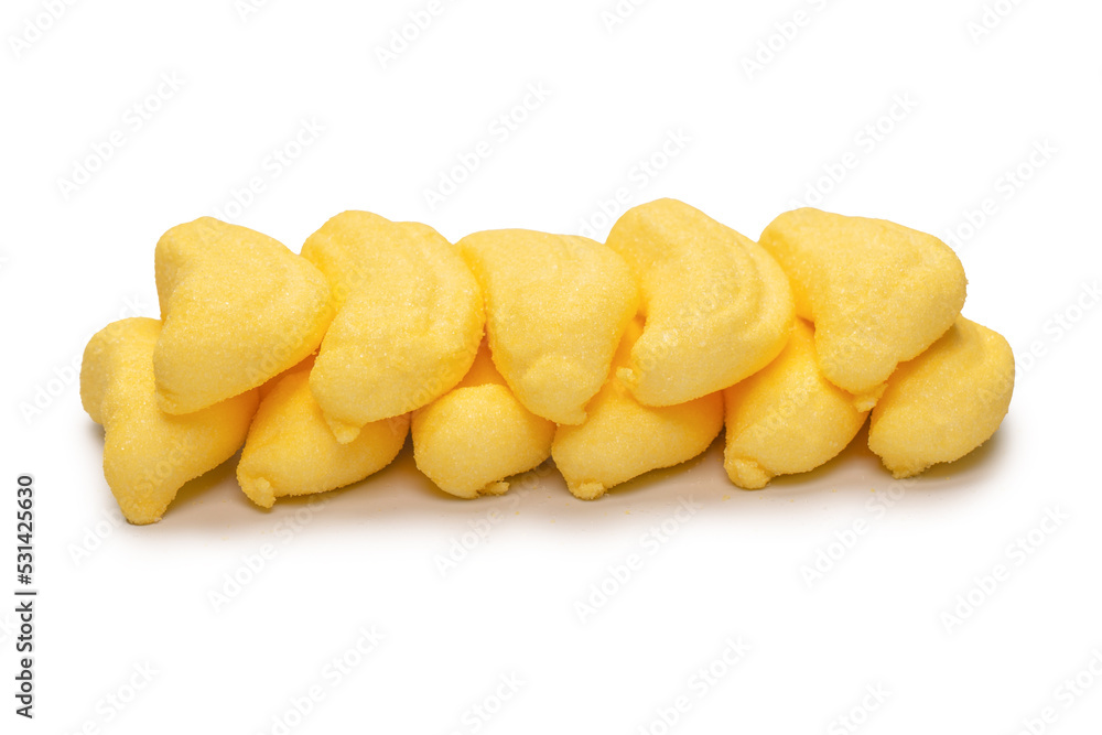 Banana marshmallow candy isolated on a white background. Banana marshmallow candy isolated on a white background.