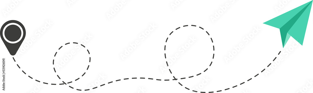 Dashed line paper airplane route