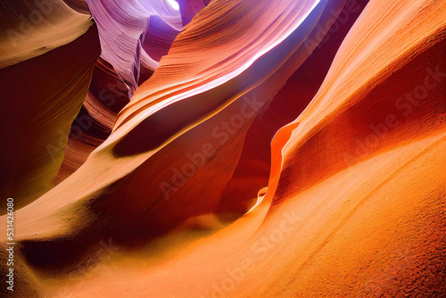 Beautiful Antelope Canyon, smooth lines, ray of lights, colorful wall, smooth shadows, nature background, digital illustration, digital painting, cg artwork, realistic illustration, 3d render