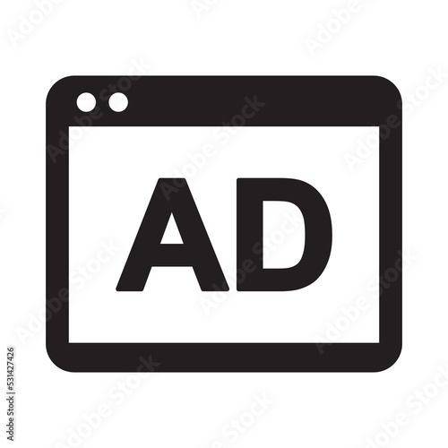 Browser ad block icon. Ad blocker or advertising concept vector illustration